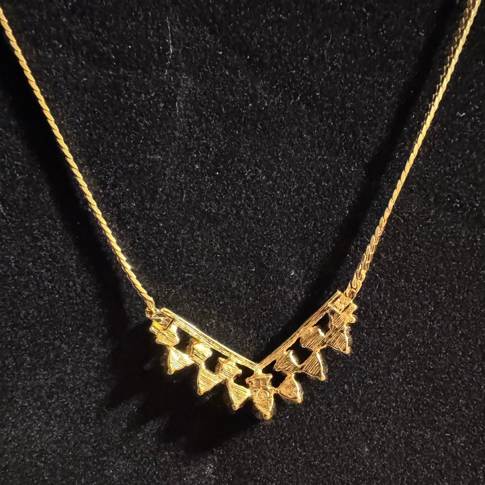 Statement Gold Tone Rhinestone Necklace - image 4